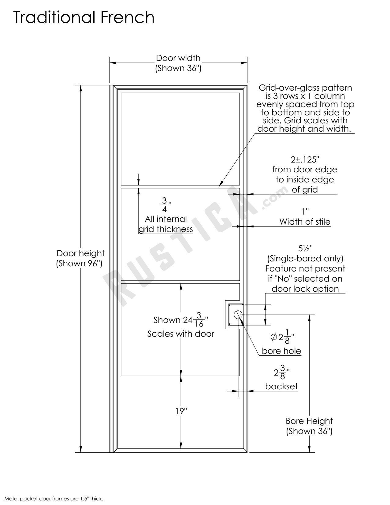 Traditional French Double Converging Pocket Doors Rustica
